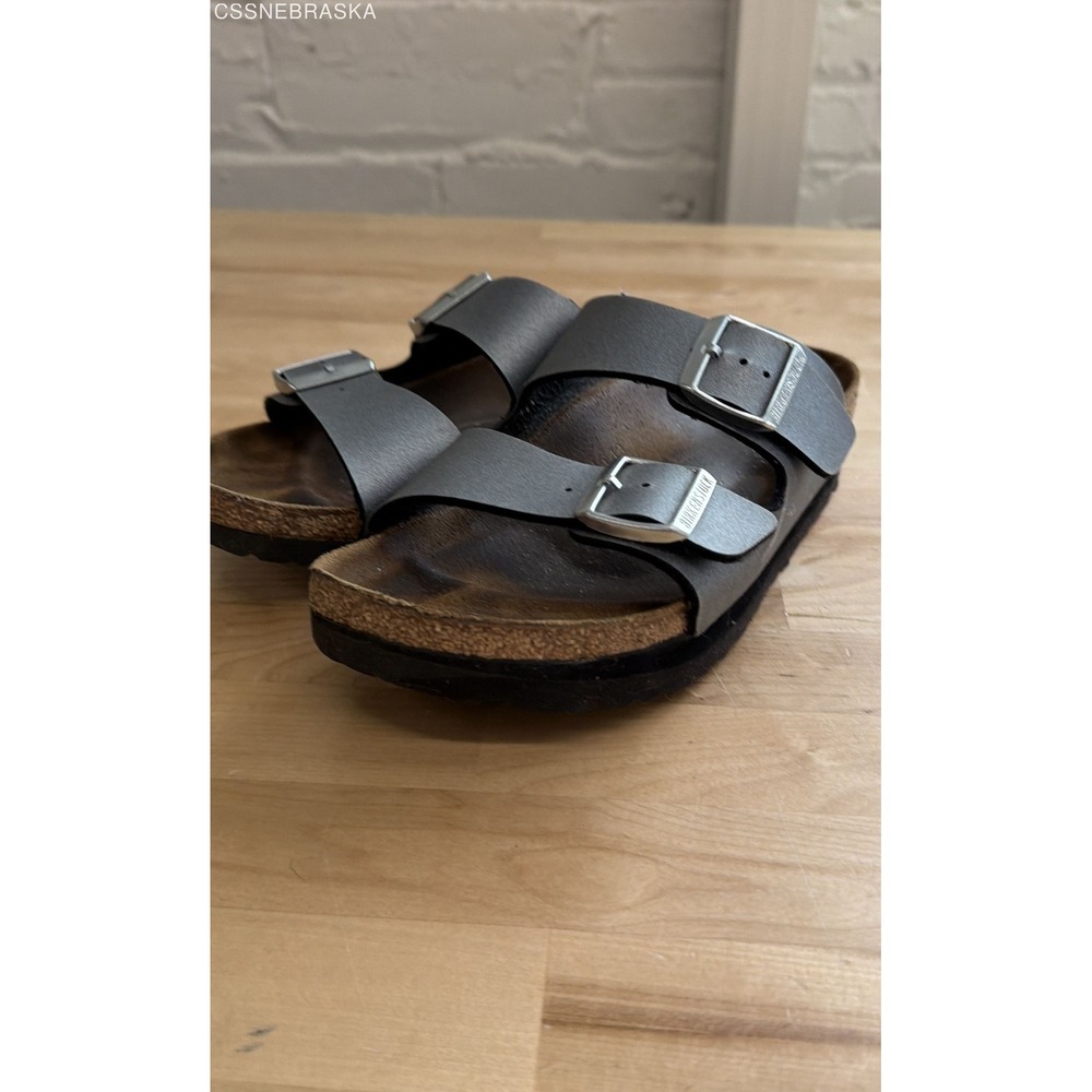 Birkenstock Arizona Metallic Silver Grey Two Strap Sandals Womens 10 EU 41